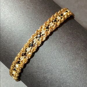 Gold Rope w/ Rhinestones Tennis Bracelet 7 1/4"